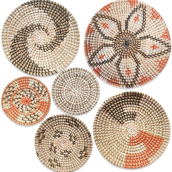 Woven Wall Basket Decor Set of 6Seagrass